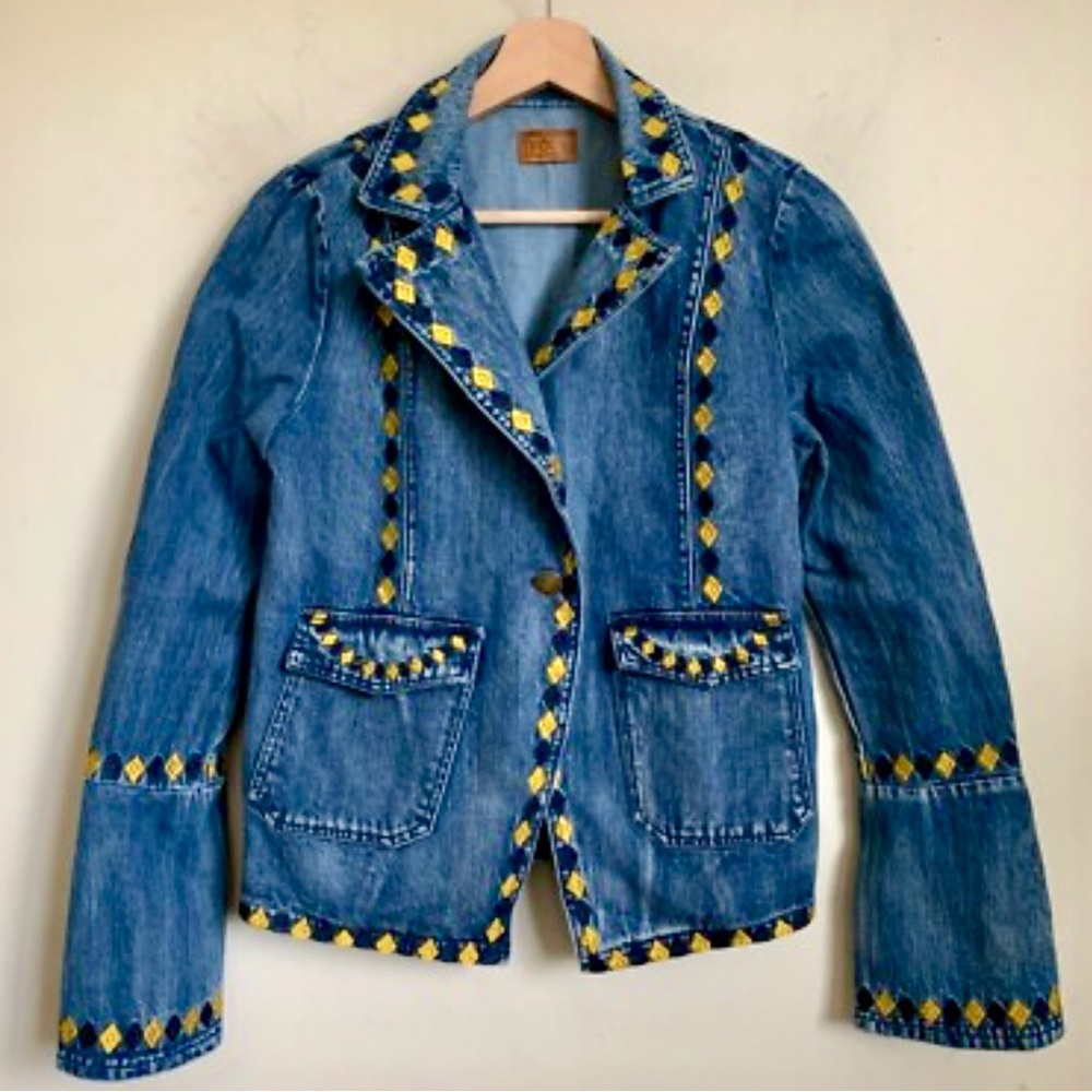 Denim Vintage Style Embroidery Jacket